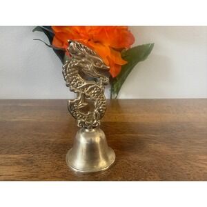 Vintage Brass Dragon Bell Small‎ Hand Bell Asian Style Brass Decor Collectible